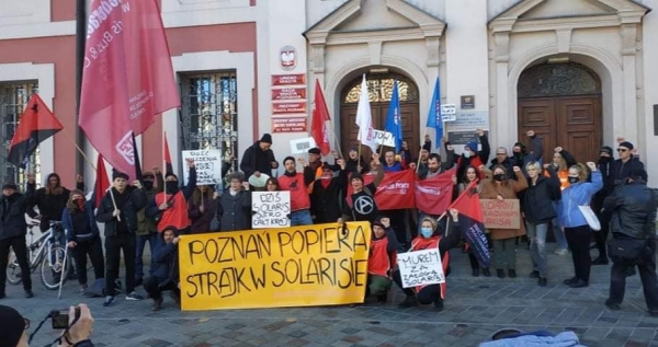 Wiec poparcia dla strajkującej załogi w Solaris Bus &amp; Coach