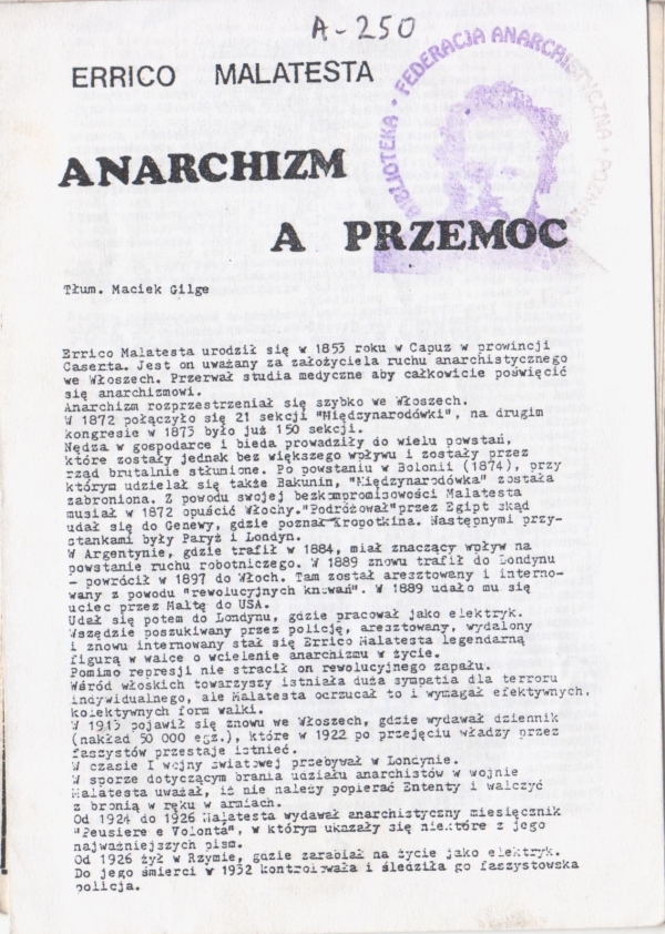 Anarchizm a przemoc