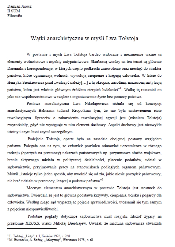 Wątki anarchistyczne w myśli Lwa Tołstoja