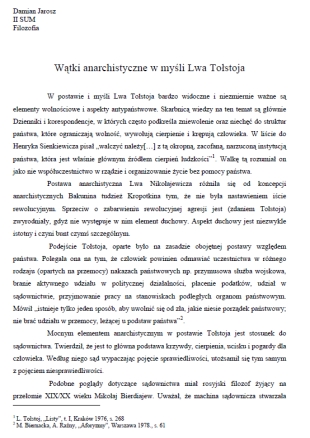 Wątki anarchistyczne w myśli Lwa Tołstoja