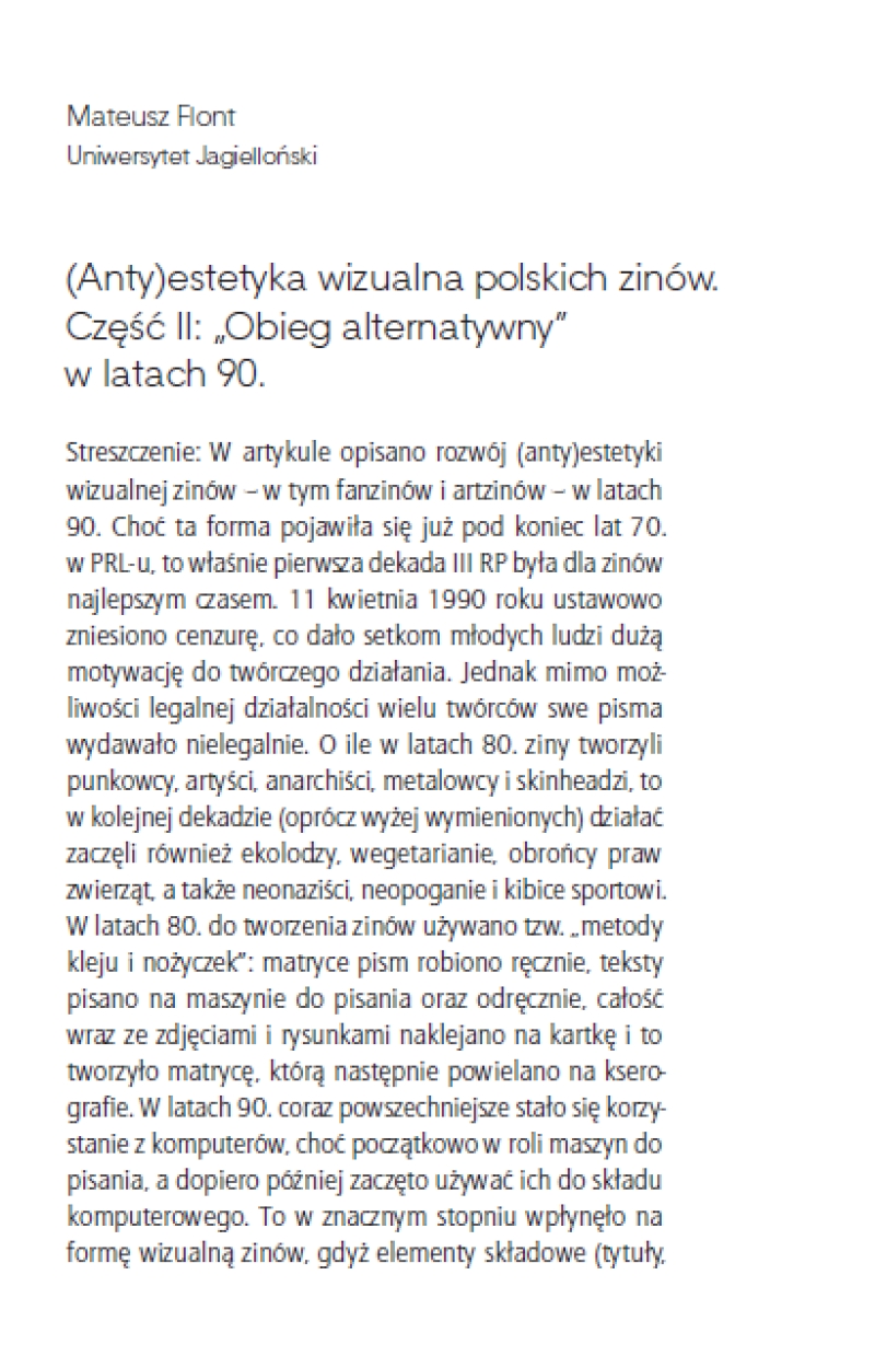 (Anty)estetyka wizualna polskich zinów w latach 90.
