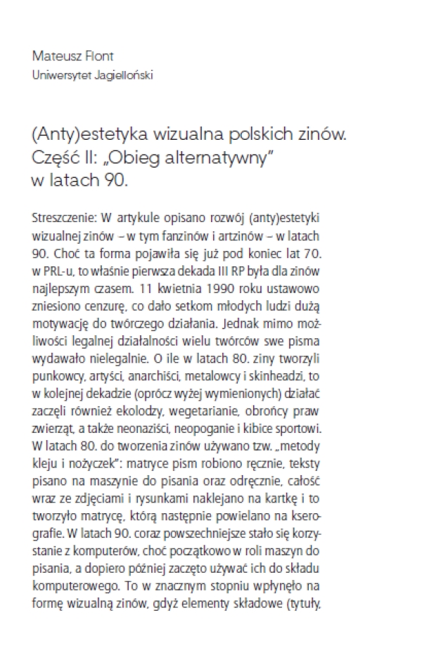 (Anty)estetyka wizualna polskich zinów w latach 90.