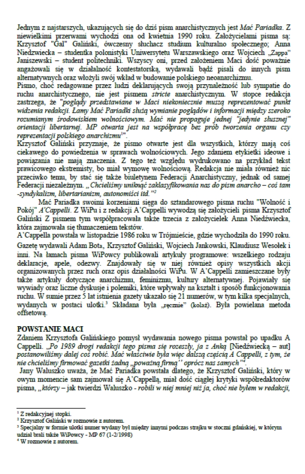 Mać Pariadka historia
