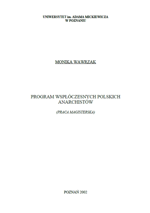 PROGRAM WSPŁÓCZESNYCH POLSKICH ANARCHISTÓW